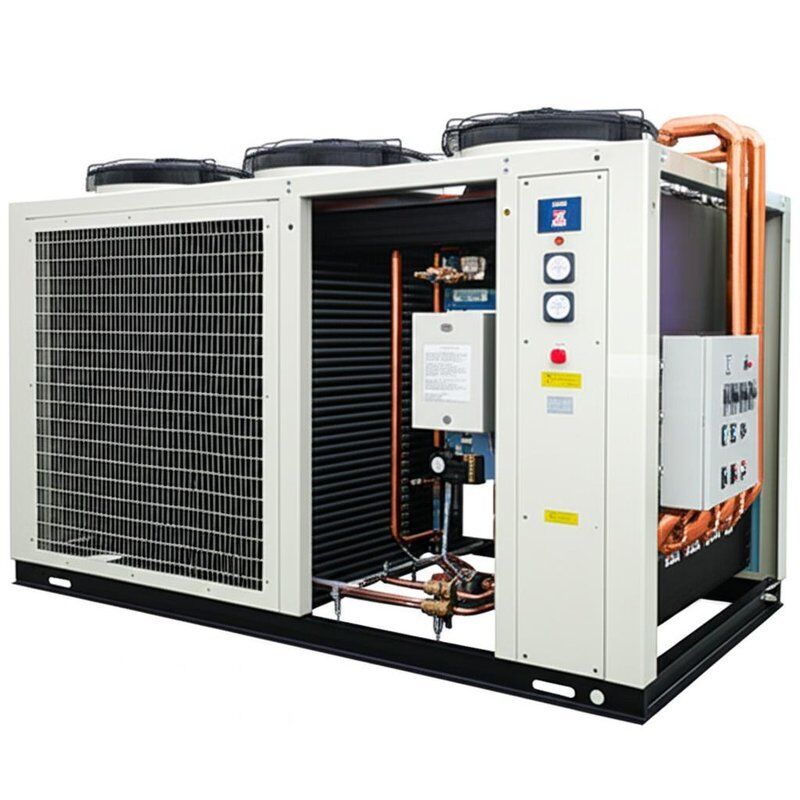 Verbundener Kondensator-Wasserkühler mit Hoch-Niederdruck-Überlast- und Anfrierschutz-Phasenfolge-Schutzsystem, Geräuschpegel 65 dBA